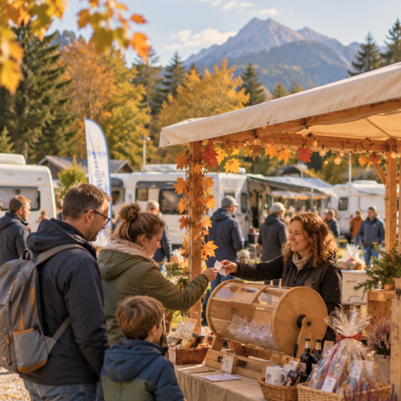 Grainau Herbstmesse Stand mit Alpenblick